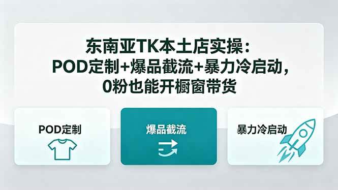 （18381期）东南亚TK本土店实操：POD定制+爆品截流+暴力冷启动，0粉也能开橱窗带货 - 佳梦网创 - 网创副业项目资源站-佳梦网创 - 网创副业项目资源站