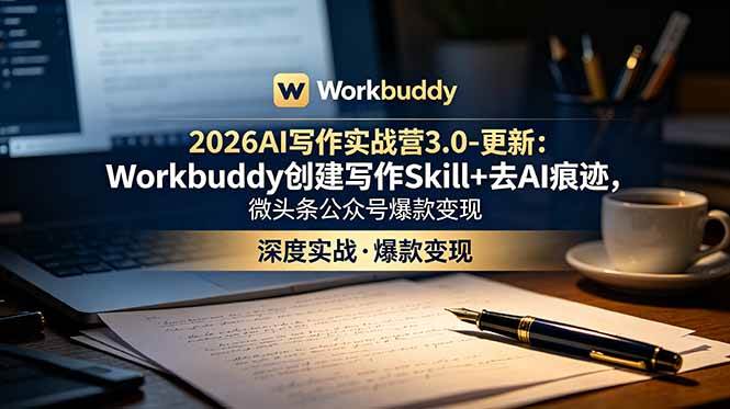 （18995期）2026AI写作实战营3.0-更新：Workbuddy创建写作Skill+去AI痕迹，微头条公众号爆款变现 - 佳梦网创 - 网创副业项目资源站-佳梦网创 - 网创副业项目资源站