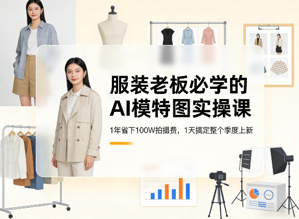 服装老板必学的AI模特图实操课,1年省下100W拍摄费,1天搞定整个季度上新-佳梦网创 - 网创副业项目资源站