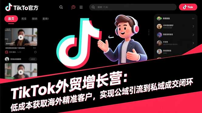 TikTok外贸增长营：低成本获取海外精准客户，实现公域引流到私域成交闭环-佳梦网创 - 网创副业项目资源站