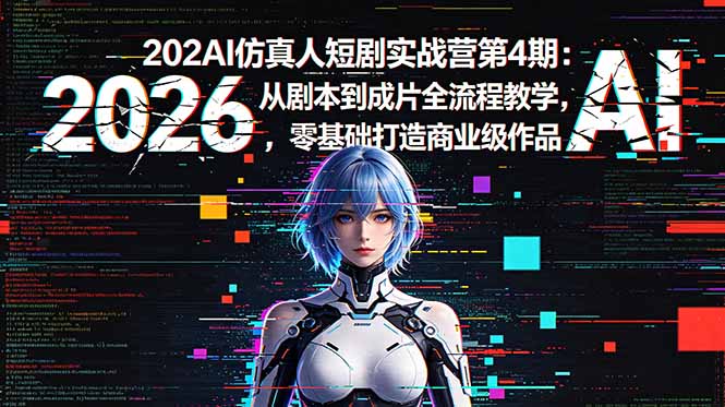 2026AI仿真人短剧实战营第4期:从剧本到成片全流程教学,零基础打造商业级作品-佳梦网创 - 网创副业项目资源站