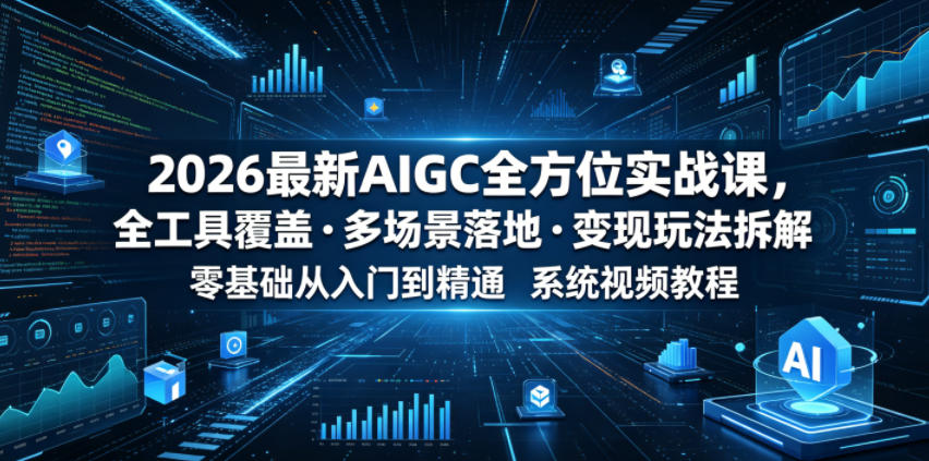 2026最新AIGC全方位实战课，全工具覆盖・多场景落地・变现玩法拆解，零基础从入门到精通系统视频教程-佳梦网创 - 网创副业项目资源站