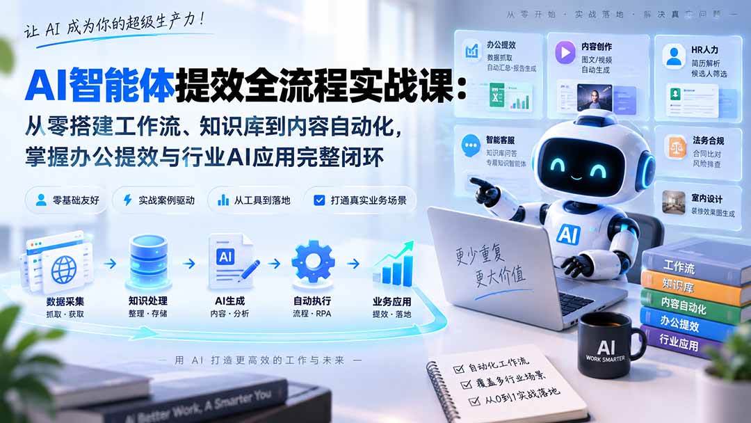 （20260期）AI智能体提效全流程实战课：从零搭建工作流、知识库到内容自动化，掌握办公提效与行业AI应用完整闭环-佳梦网创 - 网创副业项目资源站
