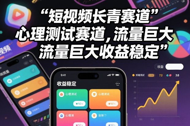 短视频长青赛道,心里测试赛道,流量巨大,收益稳定-佳梦网创 - 网创副业项目资源站