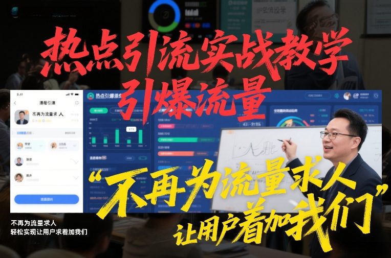 热点引流实战教学，引爆流量，不再为流量求人，轻松实现让用户求着加我们-佳梦网创 - 网创副业项目资源站