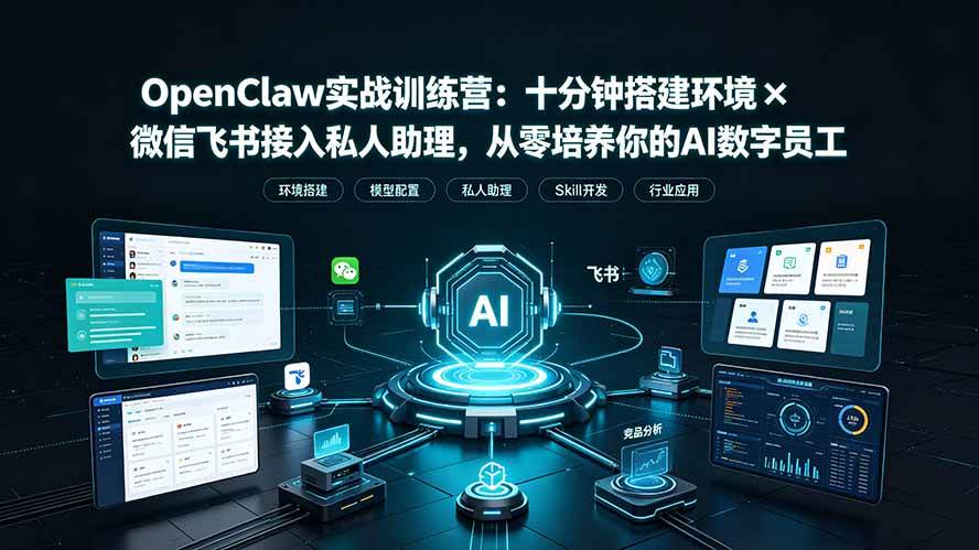 （19287期）OpenClaw实战特训营：十分钟搭建环境×微信飞书接入私人助理，从零培养你的AI数字员工 - 佳梦网创 - 网创副业项目资源站-佳梦网创 - 网创副业项目资源站