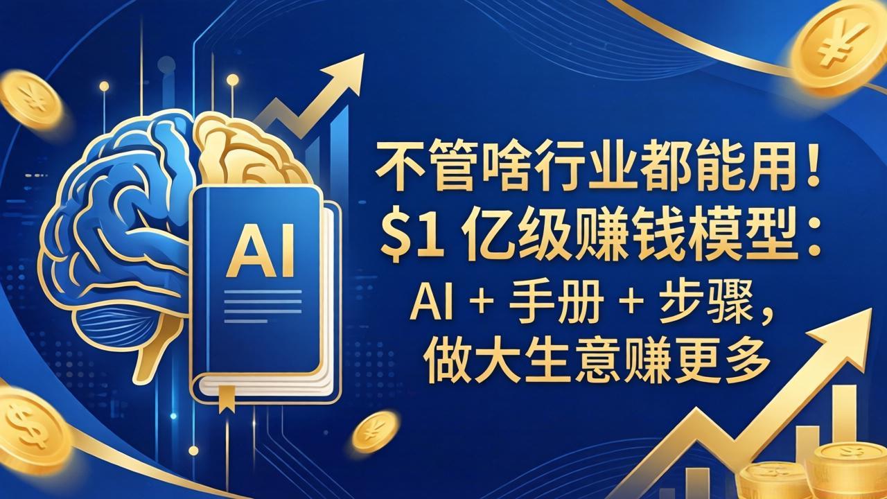 不管啥行业都能用！$1 亿级赚钱模型：AI + 手册 + 步骤，做大生意赚更多 - 佳梦网创 - 网创副业项目资源站-佳梦网创 - 网创副业项目资源站