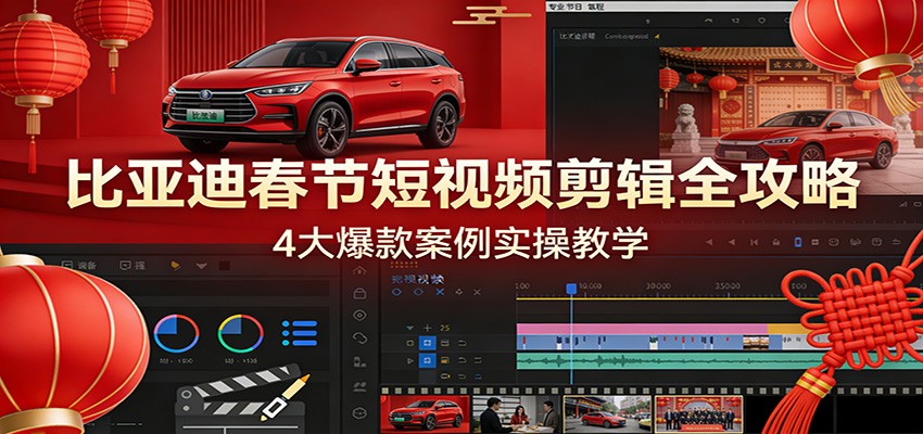 比亚迪春节短视频剪辑全攻略，4大爆款案例实操教学 - 佳梦网创 - 网创副业项目资源站-佳梦网创 - 网创副业项目资源站