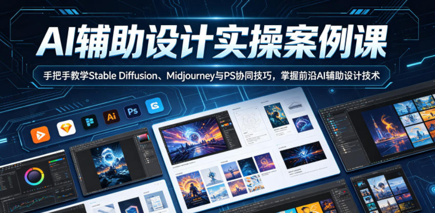 AI辅助设计实操案例课，手把手教学Stable Diffusion、Midjourney与PS协同技巧，掌握前沿AI辅助设计技术 - 佳梦网创 - 网创副业项目资源站-佳梦网创 - 网创副业项目资源站