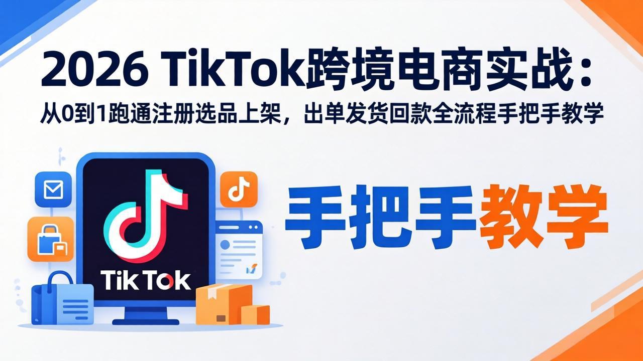 2026TikTok跨境电商实战-更新：从0到1跑通注册选品上架，出单发货回款全流程手把手教学-佳梦网创 - 网创副业项目资源站
