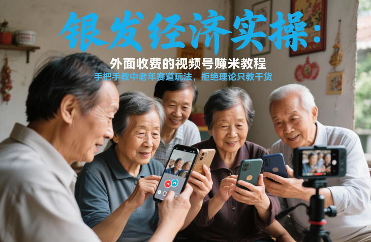 银发经济实操：外面收费的视频号賺米教程，手把手教中老年赛道玩法，拒绝理论只教干货 - 佳梦网创 - 网创副业项目资源站-佳梦网创 - 网创副业项目资源站