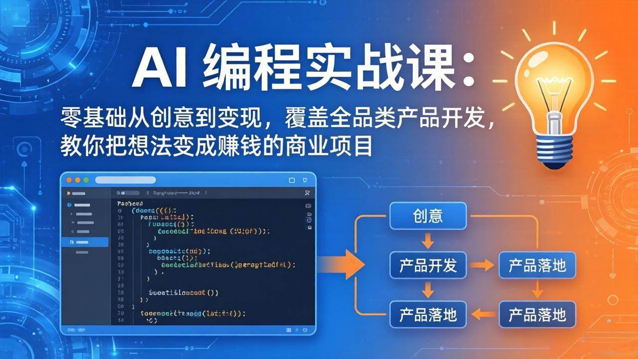 （18806期）AI编程实战课-第三期-6月更新：零基础从创意到变现，覆盖全品类产品开发，把想法变成赚钱项目 - 佳梦网创 - 网创副业项目资源站-佳梦网创 - 网创副业项目资源站