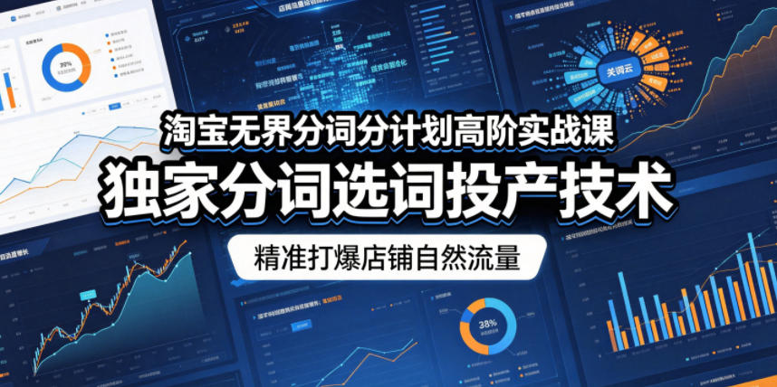 淘宝无界分词分计划高阶实战课,独家分词选词投产技术,精准打爆店铺自然流量 淘宝无界分词分计划高阶实战课,独家分词选词投产技术,精准打爆店铺自然流量