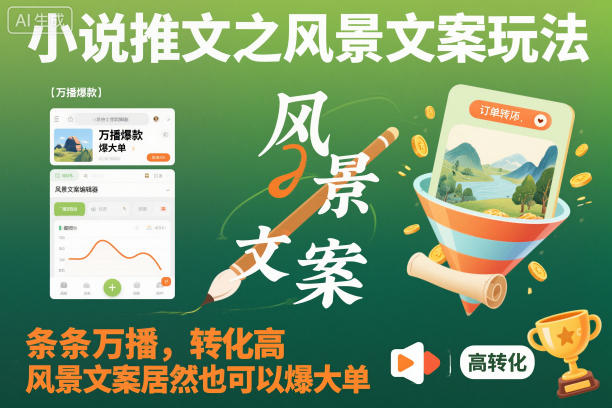 小说推文之风景文案玩法，条条万播，转化高，风景文案居然也可以爆大单！ - 佳梦网创 - 网创副业项目资源站-佳梦网创 - 网创副业项目资源站