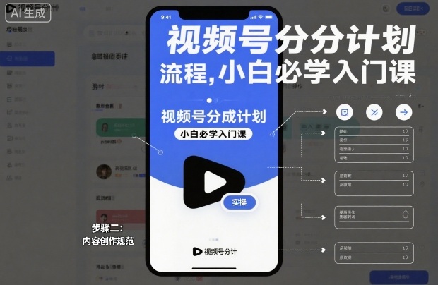 视频号分成计划实操流程，小白必学入门课 - 佳梦网创 - 网创副业项目资源站-佳梦网创 - 网创副业项目资源站