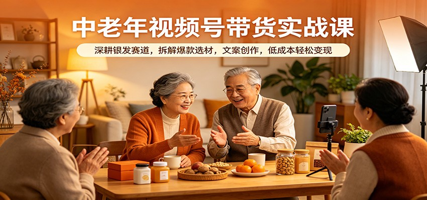 中老年视频号带货实战课：深耕银发赛道，拆解爆款选材，文案创作，低成本轻松变现 - 佳梦网创 - 网创副业项目资源站-佳梦网创 - 网创副业项目资源站