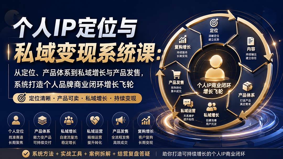 （20143期）个人IP定位与私域变现系统课：从定位、产品体系到私域增长与产品发售，系统打造个人品牌商业闭环增长飞轮-佳梦网创 - 网创副业项目资源站