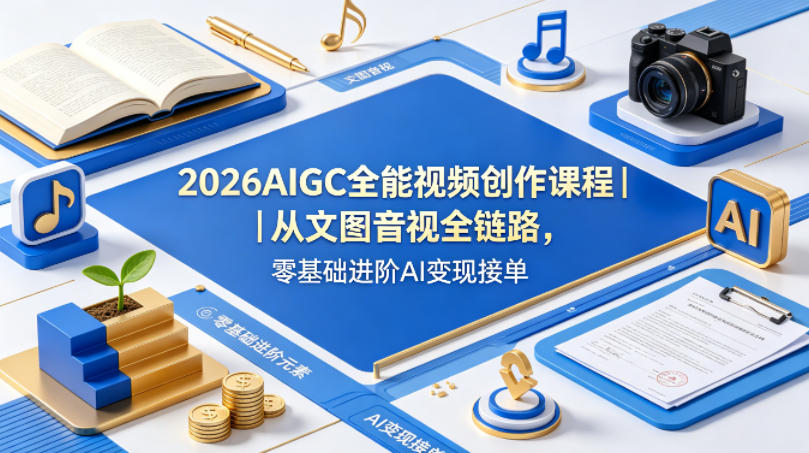 2026AIGC全能视频创作课程｜从文图音视全链路，零基础进阶AI变现接单 - 佳梦网创 - 网创副业项目资源站-佳梦网创 - 网创副业项目资源站