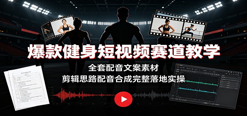 爆款健身短视频赛道教学：全套配音文案素材，剪辑思路配音合成完整落地实操-佳梦网创 - 网创副业项目资源站