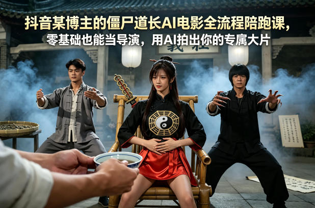 抖音某博主的僵尸道长AI电影全流程陪跑课，零基础也能当导演，用AI拍出你的专属大片 - 佳梦网创 - 网创副业项目资源站-佳梦网创 - 网创副业项目资源站