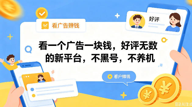 看一个广告一块钱，好评无数的新平台，不黑号，不养机，一撸几十块钱还是不错的【揭秘】 - 佳梦网创 - 网创副业项目资源站-佳梦网创 - 网创副业项目资源站
