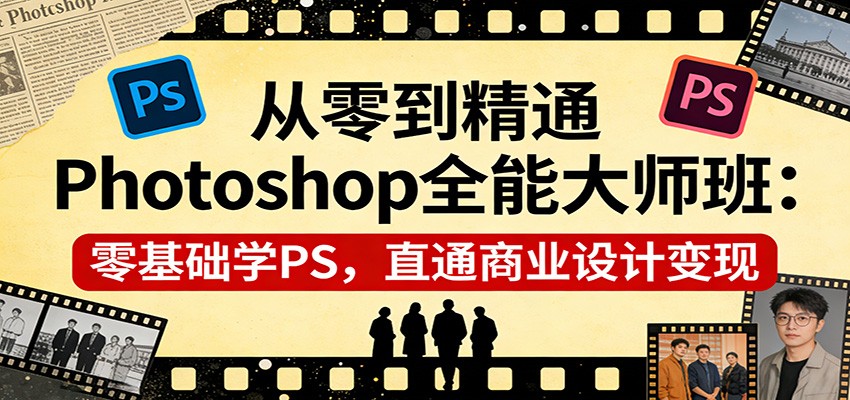 从零到精通Photoshop全能大师班：零基础学PS，直通商业设计变现 - 佳梦网创 - 网创副业项目资源站-佳梦网创 - 网创副业项目资源站
