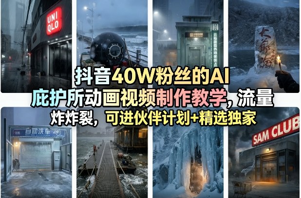抖音40W粉丝的AI庇护所动画视频制作教学，流量炸裂，可进伙伴计划+精选独家 - 佳梦网创 - 网创副业项目资源站-佳梦网创 - 网创副业项目资源站
