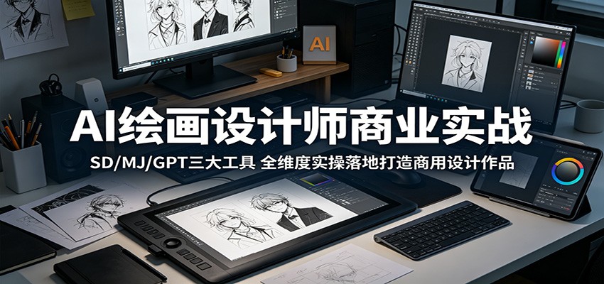 AI绘画设计师商业实战：SD/MJ/GPT三大工具，全维度实操落地打造商用设计作品 - 佳梦网创 - 网创副业项目资源站-佳梦网创 - 网创副业项目资源站