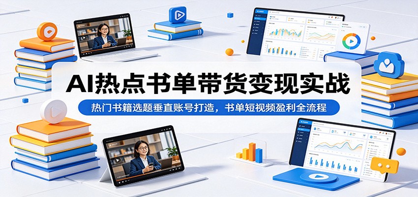 AI热点书单带货变现实战:热门书籍选题垂直账号打造,书单短视频盈利全流程-佳梦网创 - 网创副业项目资源站