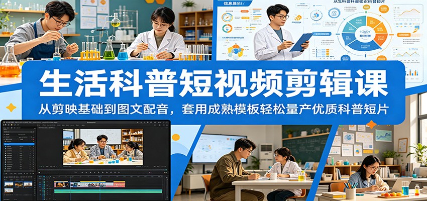 生活科普短视频剪辑课:从剪映基础到图文配音,套用成熟模板轻松量产优质科普短片 生活科普短视频剪辑课:从剪映基础到图文配音,套用成熟模板轻松量产优质科普短片