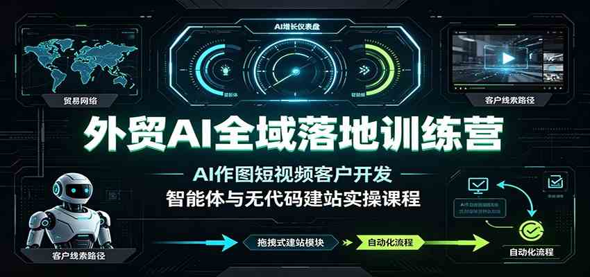 外贸AI全域落地训练营：AI作图短视频客户开发，智能体与无代码建站实操课程 - 佳梦网创 - 网创副业项目资源站-佳梦网创 - 网创副业项目资源站