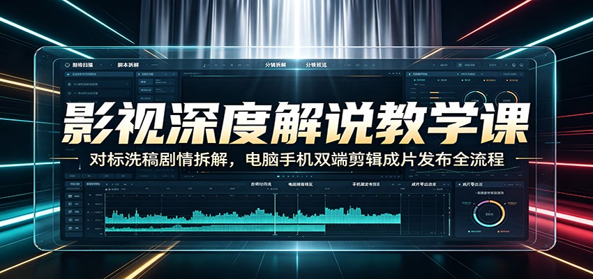 影视深度解说教学课:对标洗稿剧情拆解,电脑手机双端剪辑成片发布全流程 影视深度解说教学课:对标洗稿剧情拆解,电脑手机双端剪辑成片发布全流程