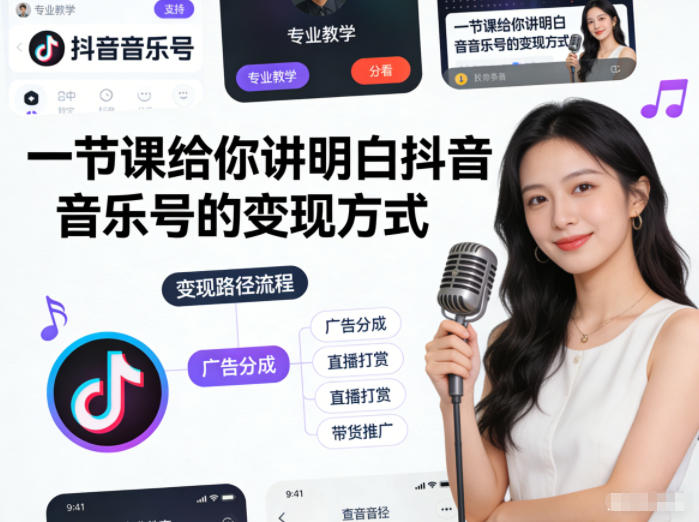 一节课给你讲明白抖音音乐号的变现方式 - 佳梦网创 - 网创副业项目资源站-佳梦网创 - 网创副业项目资源站