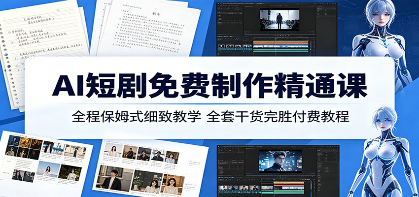 AI短剧免费制作精通课：全程保姆式细致教学，全套干货完胜付费教程 - 佳梦网创 - 网创副业项目资源站-佳梦网创 - 网创副业项目资源站
