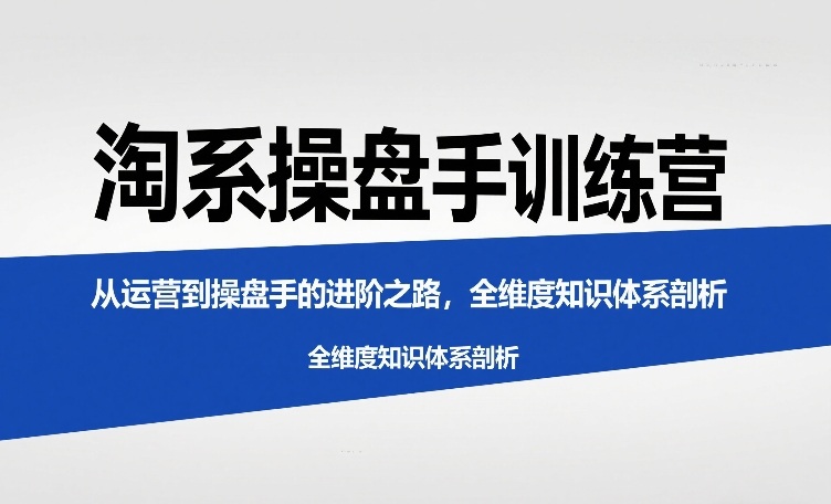 淘系操盘手训练营,从运营到操盘手的进阶之路,全维度知识体系剖析-佳梦网创 - 网创副业项目资源站