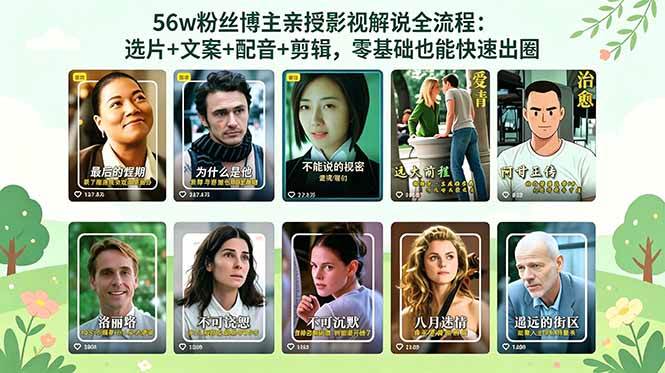 （18579期）56万粉丝博主亲授影视解说全流程：选片+文案+配音+剪辑，零基础也能快速出圈 - 佳梦网创 - 网创副业项目资源站-佳梦网创 - 网创副业项目资源站
