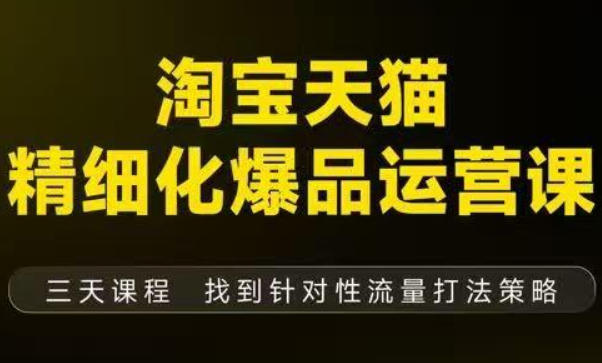 淘宝天猫精细化爆品运营（9月12-14杭州线下课），全方位拆解爆品打造逻辑【音频+字幕+文档】 - 佳梦网创 - 网创副业项目资源站-佳梦网创 - 网创副业项目资源站
