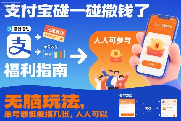 支付宝碰一碰撒钱了，无脑玩法，单号最低能搞几张，人人可以撸【揭秘】 - 佳梦网创 - 网创副业项目资源站-佳梦网创 - 网创副业项目资源站