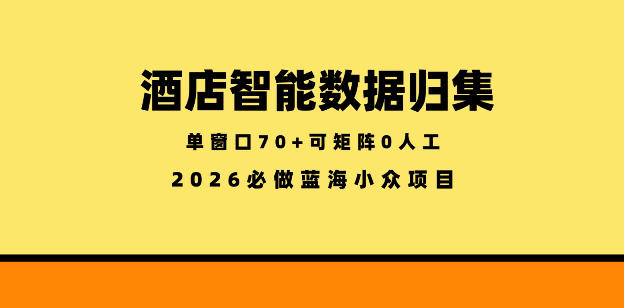 酒店智能数据归集,小众蓝海已经稳定半年之久,单窗口70+零成本矩阵开干【揭秘】 酒店智能数据归集,小众蓝海已经稳定半年之久,单窗口70+零成本矩阵开干【揭秘】