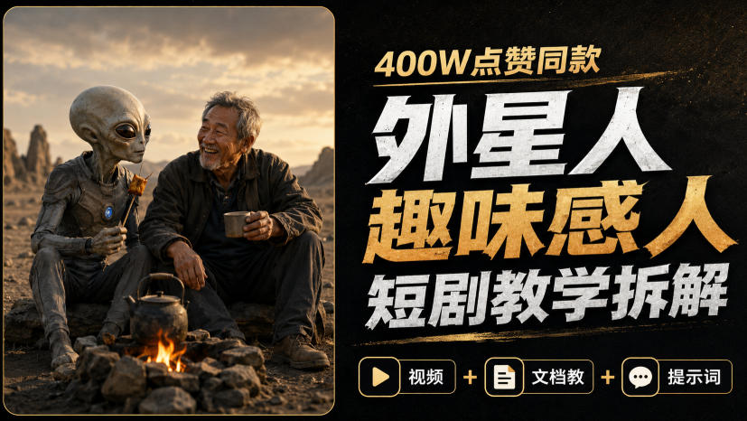 400W点赞同款外星人趣味感人短剧教学拆解,视频+文档教+提示词-佳梦网创 - 网创副业项目资源站