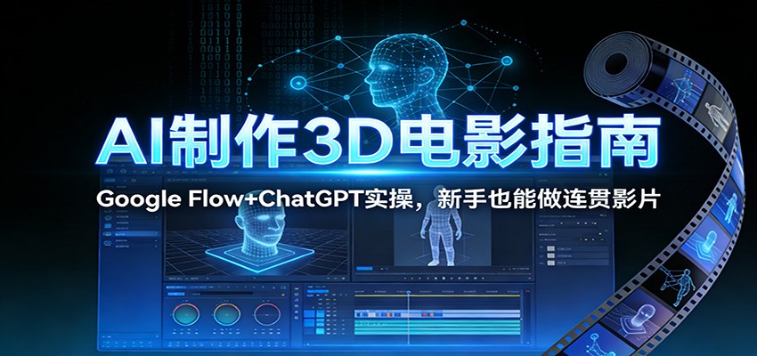 AI制作3D电影指南：Google Flow+ChatGPT实操，新手也能做连贯影片 - 佳梦网创 - 网创副业项目资源站-佳梦网创 - 网创副业项目资源站