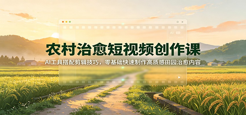 农村治愈短视频创作课：AI工具搭配剪辑技巧，零基础快速制作高质感田园治愈内容 - 佳梦网创 - 网创副业项目资源站-佳梦网创 - 网创副业项目资源站