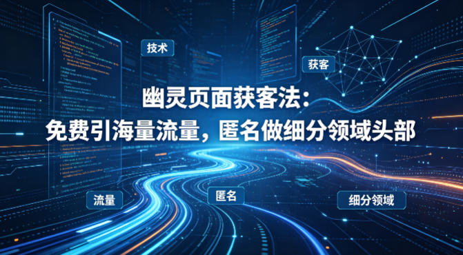 用懂技术！幽灵页面获客法：免费引海量流量，匿名做细分领域头部 - 佳梦网创 - 网创副业项目资源站-佳梦网创 - 网创副业项目资源站