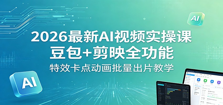 2026最新AI视频实操课:豆包+剪映全功能,特效卡点动画批量出片教学-佳梦网创 - 网创副业项目资源站