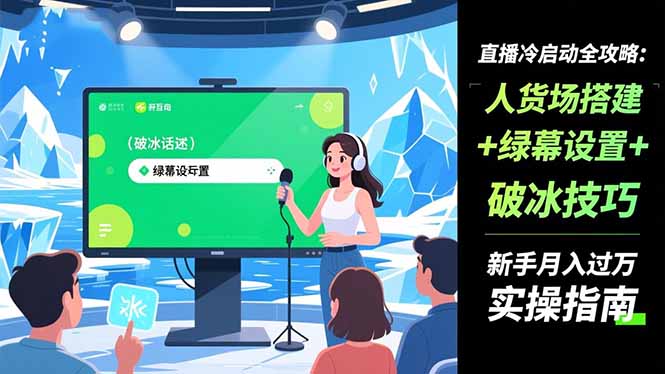 直播冷启动全攻略:人货场搭建+绿幕设置+破冰技巧，新手月入过万实操指南 - 佳梦网创 - 网创副业项目资源站-佳梦网创 - 网创副业项目资源站
