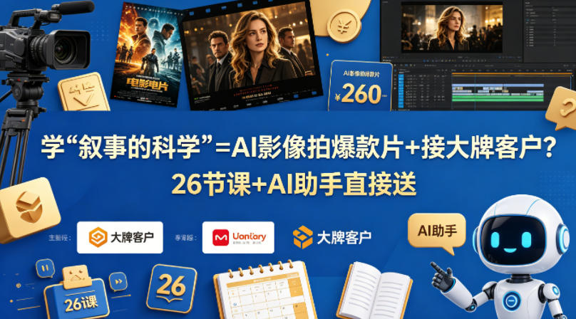 学《叙事的科学》=AI影像拍爆款片+接大牌客户?26节课+AI助手直接送【原创双语字幕】-佳梦网创 - 网创副业项目资源站