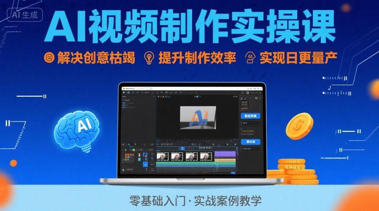 Ai视频制作实操课，解决创意枯竭、效率低下痛点，实现日更量产可持续变现（更新26年3月） - 佳梦网创 - 网创副业项目资源站-佳梦网创 - 网创副业项目资源站