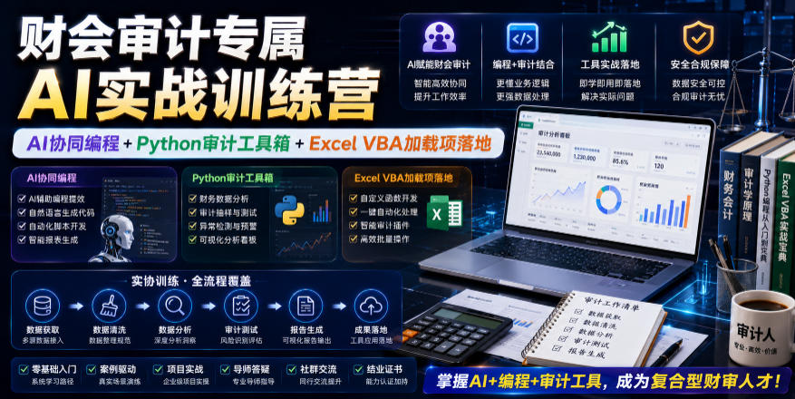 财会审计专属AI实战训练营|AI协同编程+Python审计工具箱+Excel VBA加载项落地(更新0816)-佳梦网创 - 网创副业项目资源站