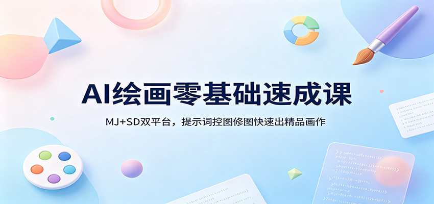 AI绘画零基础速成课：MJ+SD双平台，提示词控图修图快速出精品画作 - 佳梦网创 - 网创副业项目资源站-佳梦网创 - 网创副业项目资源站