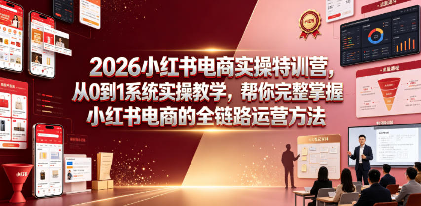 2026小红书电商实操特训营,从0到1系统实操教学,帮你完整掌握小红书电商的全链路运营方法 2026小红书电商实操特训营,从0到1系统实操教学,帮你完整掌握小红书电商的全链路运营方法